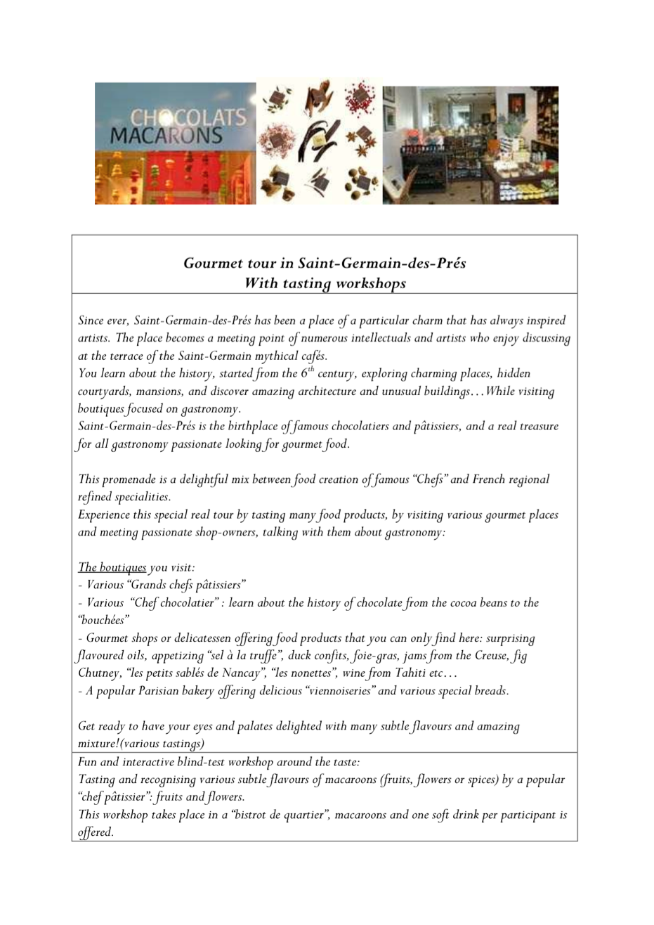 Gourmet tour in SGDP with workshop AAF