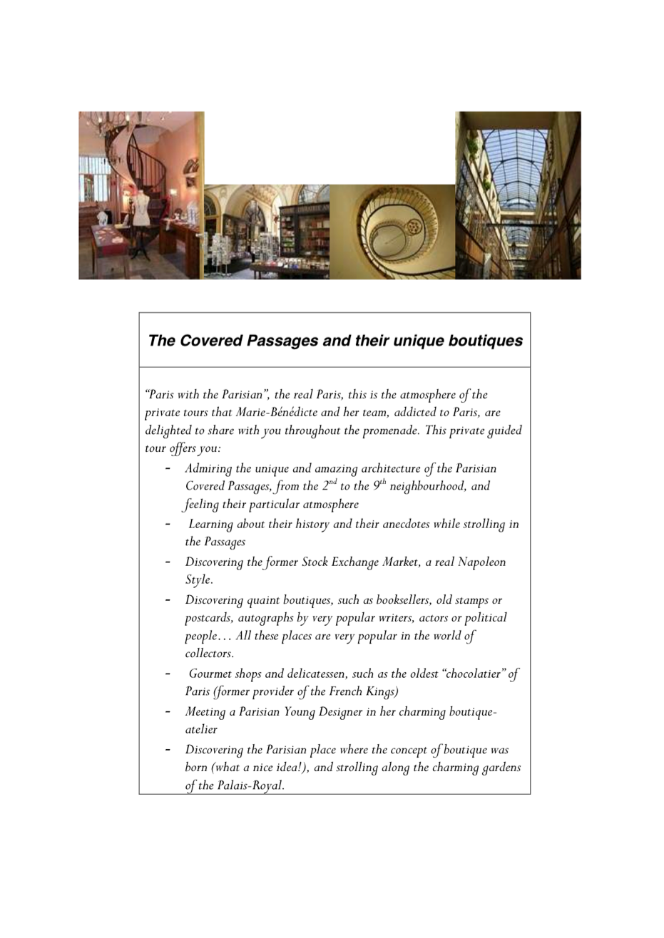 The Covered Passages and their unique boutiques AAF